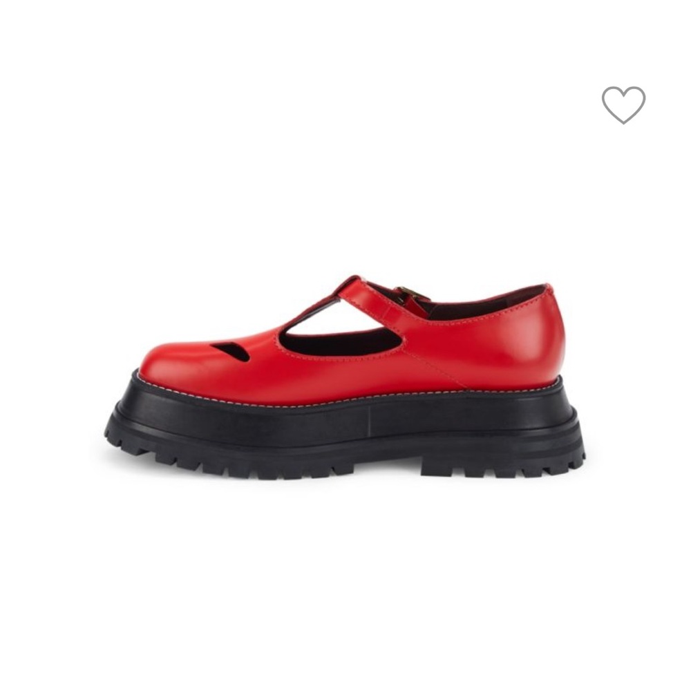 Burberry Aldwych Chunky Lug Sole Mary Jane Platform Loafer Cherry Red Size 40 - Picture 5 of 16
